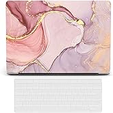 Laptop Case Compatible with MacBook 12 inch with Retina Display (Model A1534,Release 2017 2016 2015), Plastic Protective Cover Hard Shell Case & Keyboard Cover Skin - Pink Marble
