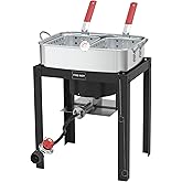 Fire Riot Outdoor Propane Fryer, 18QT Aluminum Pot, Dual Baskets, CSA-Approved Cast Iron Burner, 50,000 BTU, Perfect for Deep