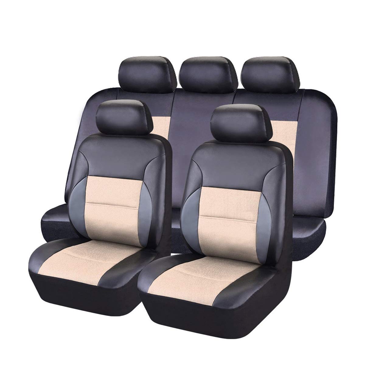 CAR PASS 11PCS Luxurous PU Leather Automotive Universal Seat Covers