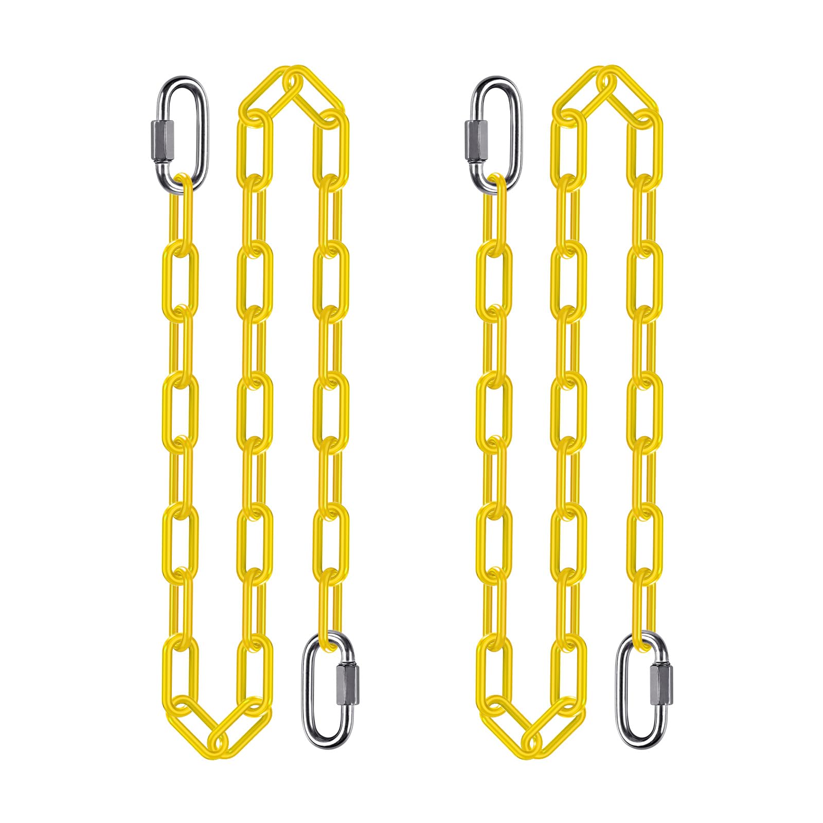 Photo 1 of 2Pcs 60" Heavy Duty Hanging Chains with Carabiners 1000 LBs Capacity Swing Chain with Hooks Porch Swing Chains Yellow Coated Chain for Hammock, Tree Swing, Hanging Chair, Heavy Bags, Swing Chair