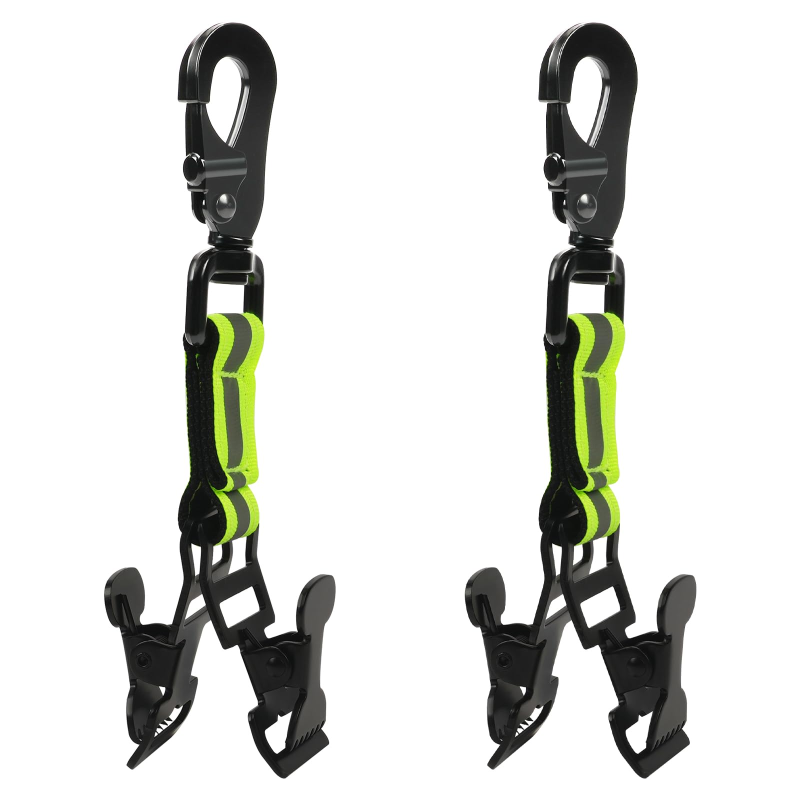 OFFCUP Work Glove Clip, 2PCS Fire Brigade Glove Clip, Glove Holder Clip with Reflective Strips for Belt, Turnout Gear, Firefighter, Guard, Labor Work Clamp Safety (Green)
