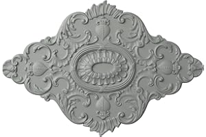 Ekena Millwork CM42X28AS Ashford Ceiling Medallion, 42 3/4"W x 28 7/8"H x 1"P, Factory Primed