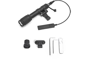 NOBUHIRO M600C 800 Lumens Tactical Flashlight, NO Logo Version with Replaceable Mounting Rotating Base for 20mm Picatinny & Mlok/Keymod Rail, with Remote Pressure & Push Button Switch