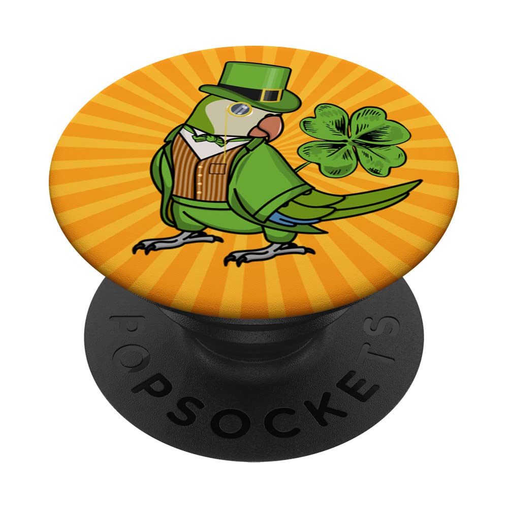 St. Patricks Day Parrot I Green Monk Parakeet Quaker PopSockets Swappable PopGrip
