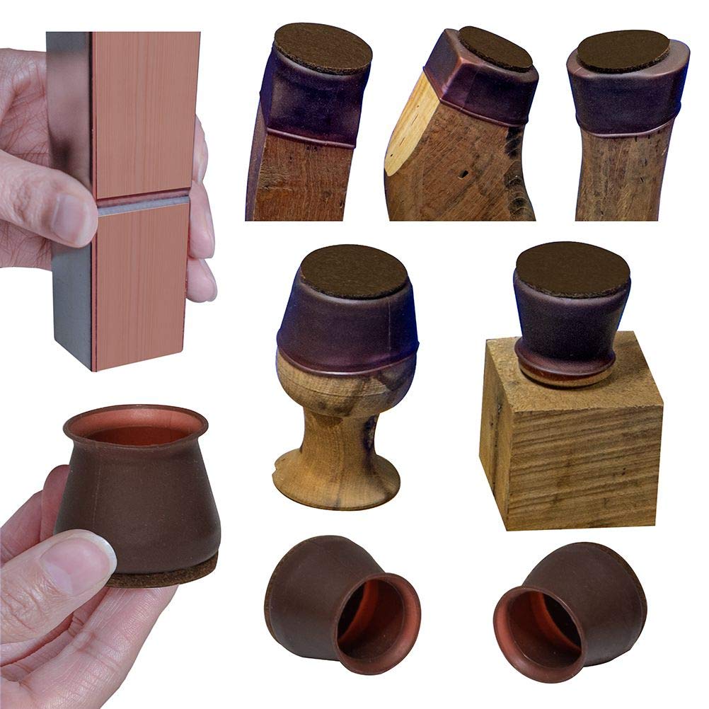 Aneaseit Chair Leg Floor Protectors 38mm x 16 pcs Dark Walnut Felt Bottom Soft Silicone Pads for Furniture Feet & Hardwood Floors Medium