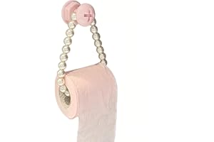 Pearl Bead Chain Wall Toilet Paper Holder, Cute Tissue Rolls Paper Holder Wall Mounted, Punch-Free Multifunctional Toilet Pap