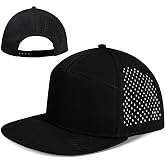 Big Head L/XXL Flat Brim Hat Adjustable Water-Resistance Performance Snapback Cap 7 Panel Hats for Men
