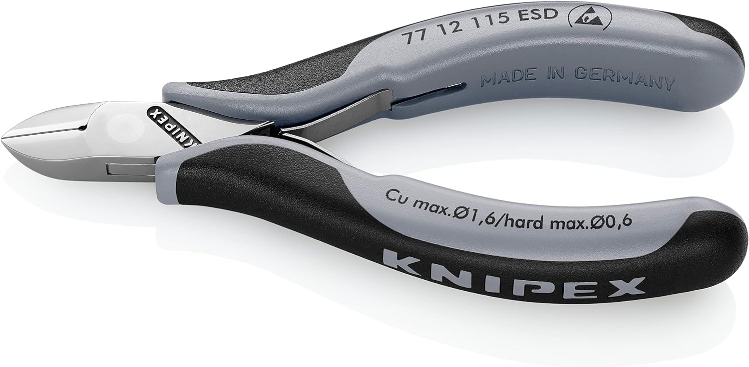 KNIPEX Electronics Diagonal Cutters ESD with Box Joint with Multi-Component Handles 115 mm, 77 12 115 ESD