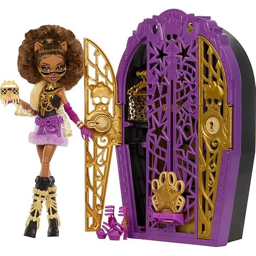 Monster High Skulltimate Secrets Doll and Accessories Set, Hauntlywood Mysteries Clawdeen Wolf with Reveal Closet & 19+ Glam Surprises Like Doll Clothe