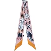 COtheSumay 100% Mulberry Silk Scarf for Handbags,Bags, and Purses,1Pcs 2"x35" Hair Ribbon Skinny Neck Scarves for Women