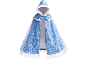 PURFEEL Girls Princess Cape for Elsa Kids Warm Hooded Cloak Dress up 2-10Years