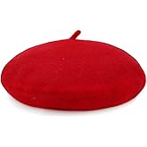 Women French Wool Beret Hats - Solid Color Classic Beanie Winter Cap