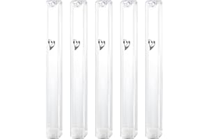 SUPER STAM MEZUZAH CASE Holder Plastic Silver shin Rectangle Shape 6.3/4 INCH -17.5x2x2 c''m Waterproof Rubber Cork lot of 5 (Clear, 15 (for 15 cm Scroll))