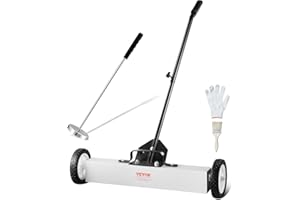 VEVOR 24-Inch Magnetic Sweeper with Wheels, 50 lbs Capacity, with Telescoping Magnetic Pickup Tool, Adjustable Handle, Magnet