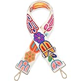 Embroidery Flower Purse Strap Replacement Adjustable 2in Wide Crossbody Shoulder Strap for Handbags Women Crochet Bag Strap