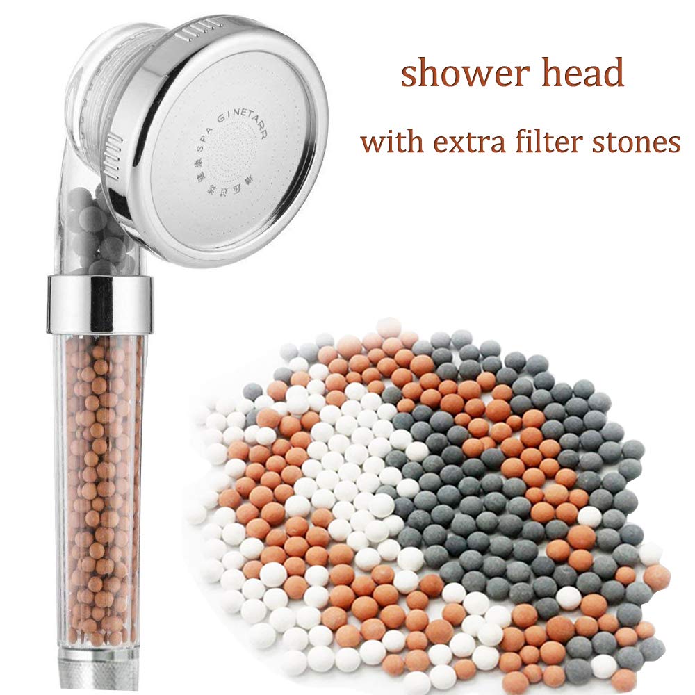 Duschkopf filter und extra 6 pack ionenfilter balls, shower Handbrausen 3 Modi Duschbrause für
