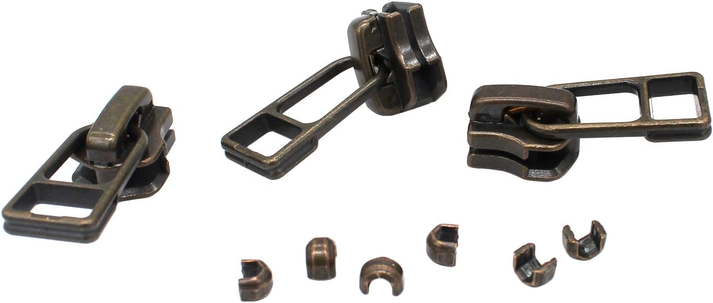 Zipper Slider Replacement YKK 5 Antique Brass Slider with Bell Pull