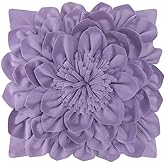 OiseauVoler 3D Flower Throw Pillow Covers Soft Velvet Decorative Pillowcases Sofa Living Room Bed Farmhouse Home Decor 18 x 18 Inch Purple