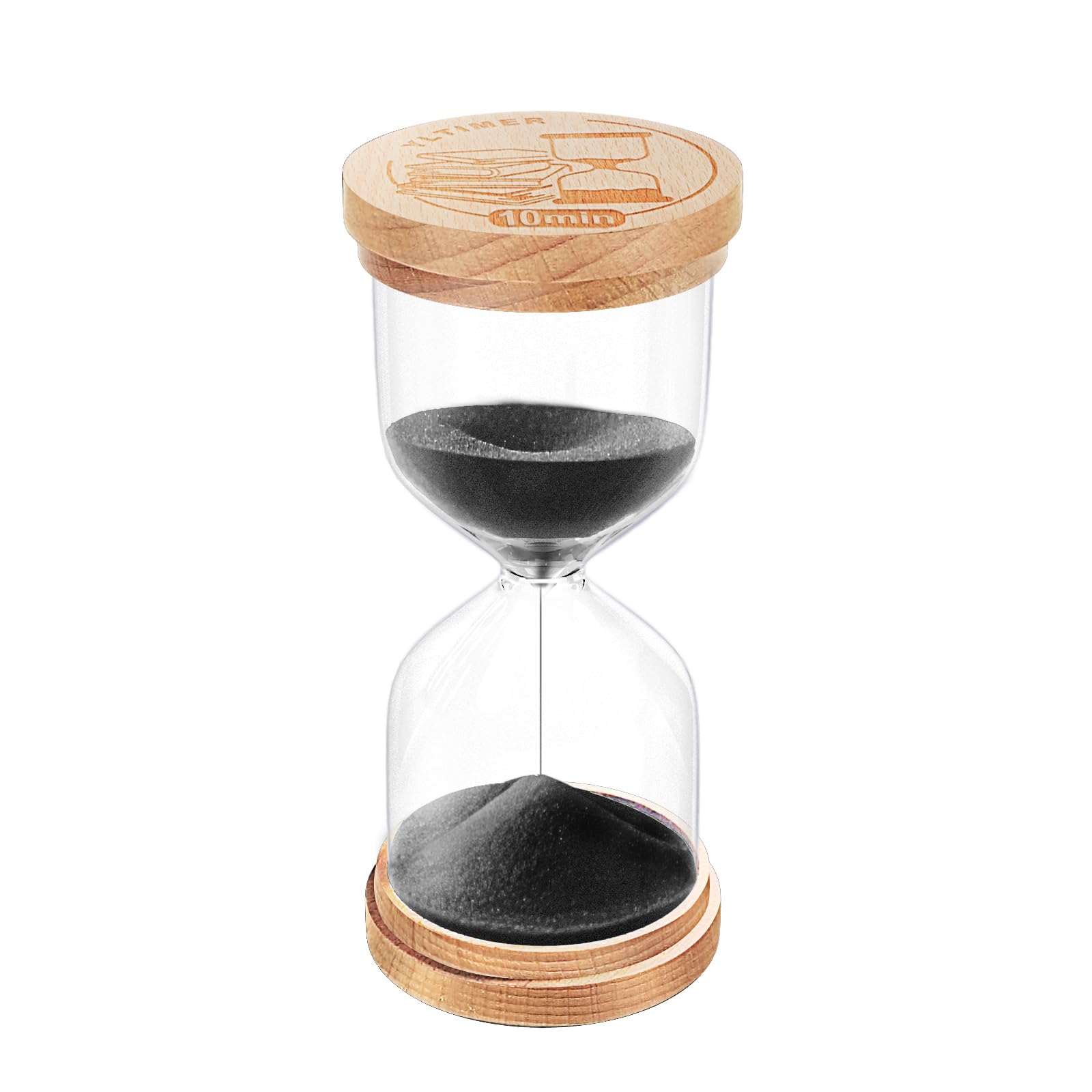 Photo 1 of 10 Minute Sand Timer, Beech Wooden Black Sand Clock for Kids, Small Hourglass, Sandglass 10 Min for Classroom,Game,Decorative (Black)