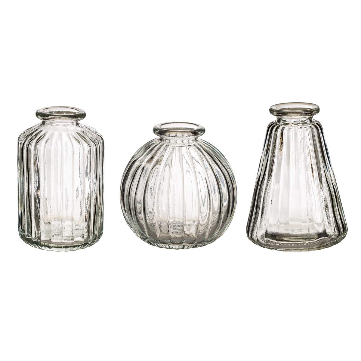 Sass & Belle Plain Glass Bud Vases - Set of 3 Clear