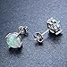 RongXing Jewelry Cute 925 Womens and Girls Jewelry Blue Opal Silver Stud Earring(7.6mm7.6mm)