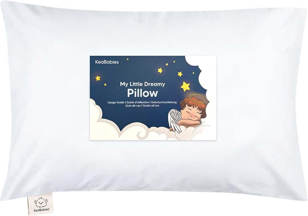 Toddler Pillow with Pillowcase, 13x18 My Little Dreamy Pillow (Soft White) | Kids Travel Bed Pillow for Sleep, Organic Cotton