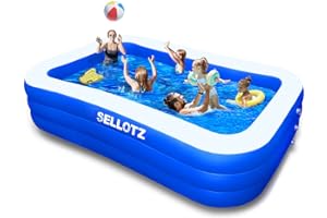 SELLOTZ Inflatable Pool for Kids and Adults, 120" X 72" X 22" Oversized Thickened Family Swimming Pool for Toddlers, Outdoor,