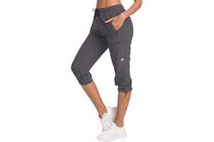 ChinFun Women's Hiking Capris Pants Outdoor Quick Dry Cargo Cropped Pants Water Resistant UPF 50+