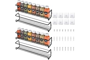 4 pack Spice Rack Organizer Wall Mounted Cabinet Metal Hanging Spice Rack for Spice Jars and Seasonings Easy to Install Your 