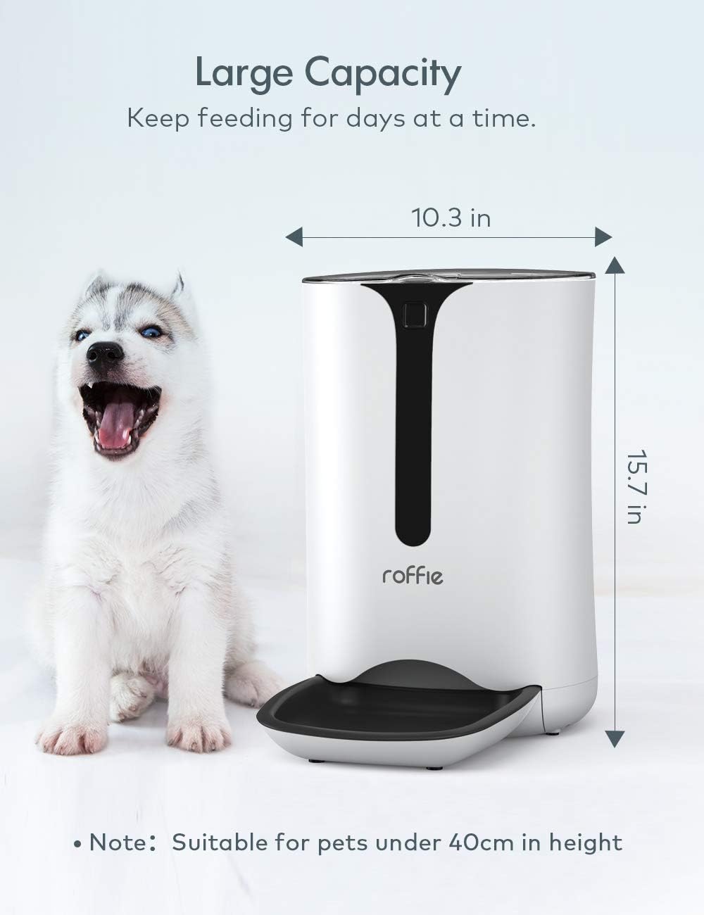 Pet Supplies : Roffie Automatic Cat Feeder 7L Dog Food Dispenser for Small Pets with Distribution Alarms, Portion Control, Voice Recorder and Programmable Timer for up to 4 Meals per Day : 
