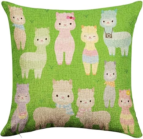 Amazon Co Jp 柔らかいクッションカバー 45 45センチ 一枚 おしゃれ ひんやり 冷たい感じ かわいいアルパカやラマの異なる色のベクトル イラスト 飾り用 背当てクッション クッションカバーふわふわ 抱き枕カバー ホーム キッチン