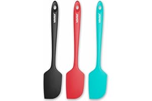 Silicone Spatula 3 Pack, Large Seamless Rubber Spatula for Baking, Cooking, Scraping, and Mixing, 600ºF Heat Resistant No Sti