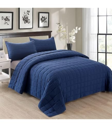 Riviera Velvet Finely Stitched Modern Quilt And Pillow Sham Set