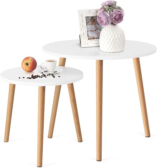Blanco COMIFORT Mesas Auxiliares Modernas para Salón Juegos De Mesitas