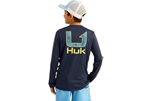 HUK Boys' Pursuit Pattern Long Sleeve, Fishing Shirt for Kids