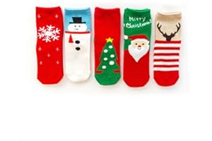 5 pairs Christmas Socks Baby Kids Cartoon Printed Xmas Holiday Festival Toddler Children's Santa Socks