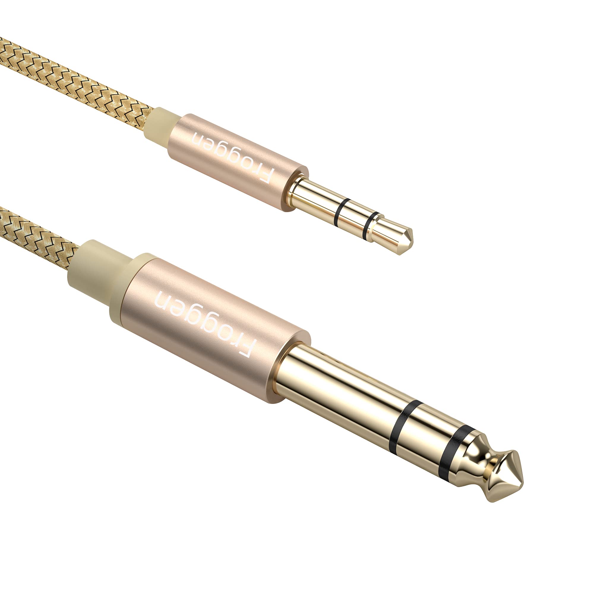 3.5 mm jack to 6.35 mm jack cable, 6.35 plug to 3.5 TRS plug, stereo auxiliary jack braided instrument cable for guitar, mixing console, microphone, recorder, mixer, amplifier, HiFi system, etc