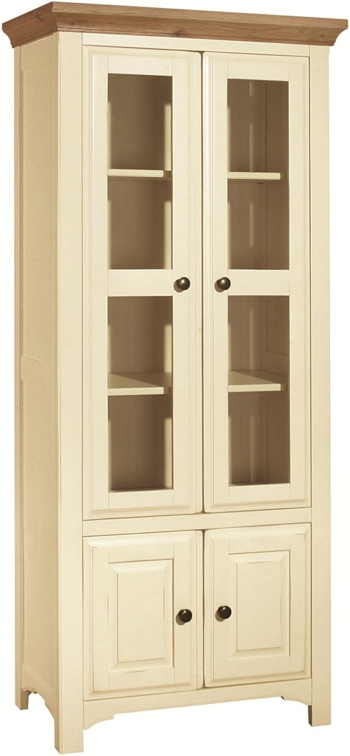 Savannah Country Cream Painted Glazed Display With Wooden Top Amazon.co.uk Kitchen & Home
