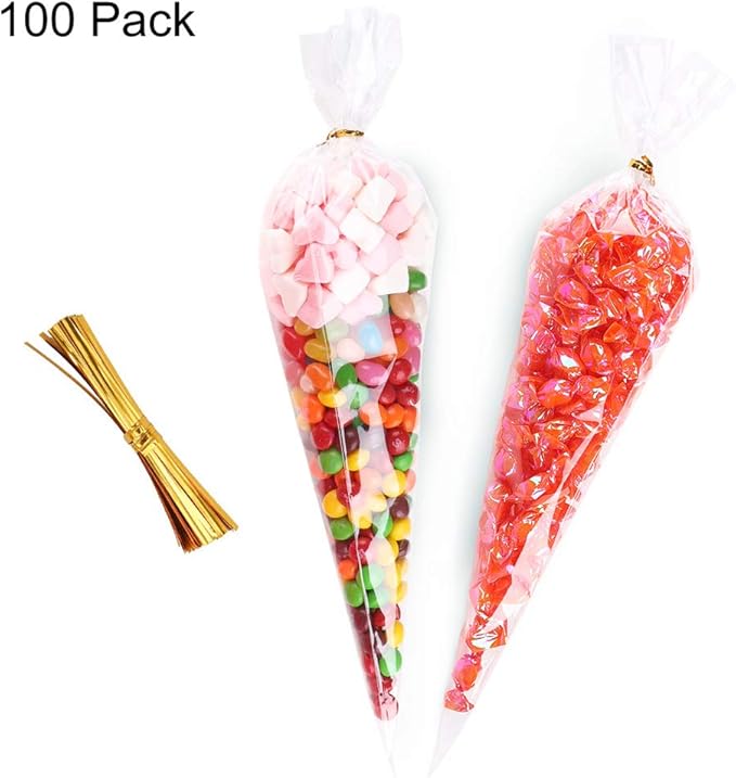 100 Pièces Sacs à Bonbons Anniversaire Sac Sachet transparent de