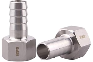 DERNORD 3/4" Barbed Hose x 3/4" NPT Female - Home Brew Fitting 304 Stainless Steel Pack of 2
