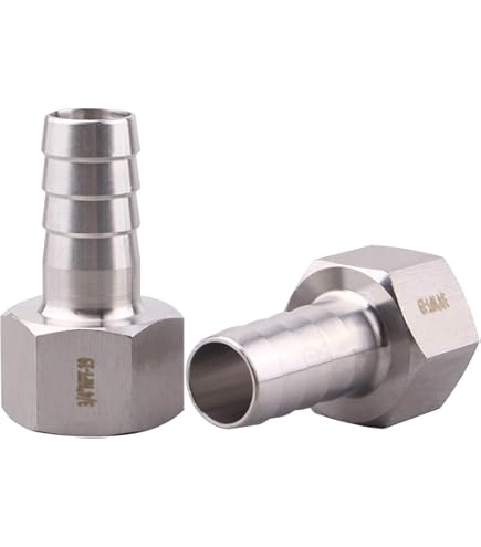 Fitvell Stainless Steel 3/8" Hose Barb Bulkhead Fitting Thru-Bulk