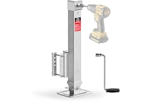 FZZD 8000 lbs Heavy Duty Trailer Jack, 20-24V Cordless Drill Compatible，28.6" Lift, for Utility, Yacht, Boat Trailer Jack,Silver