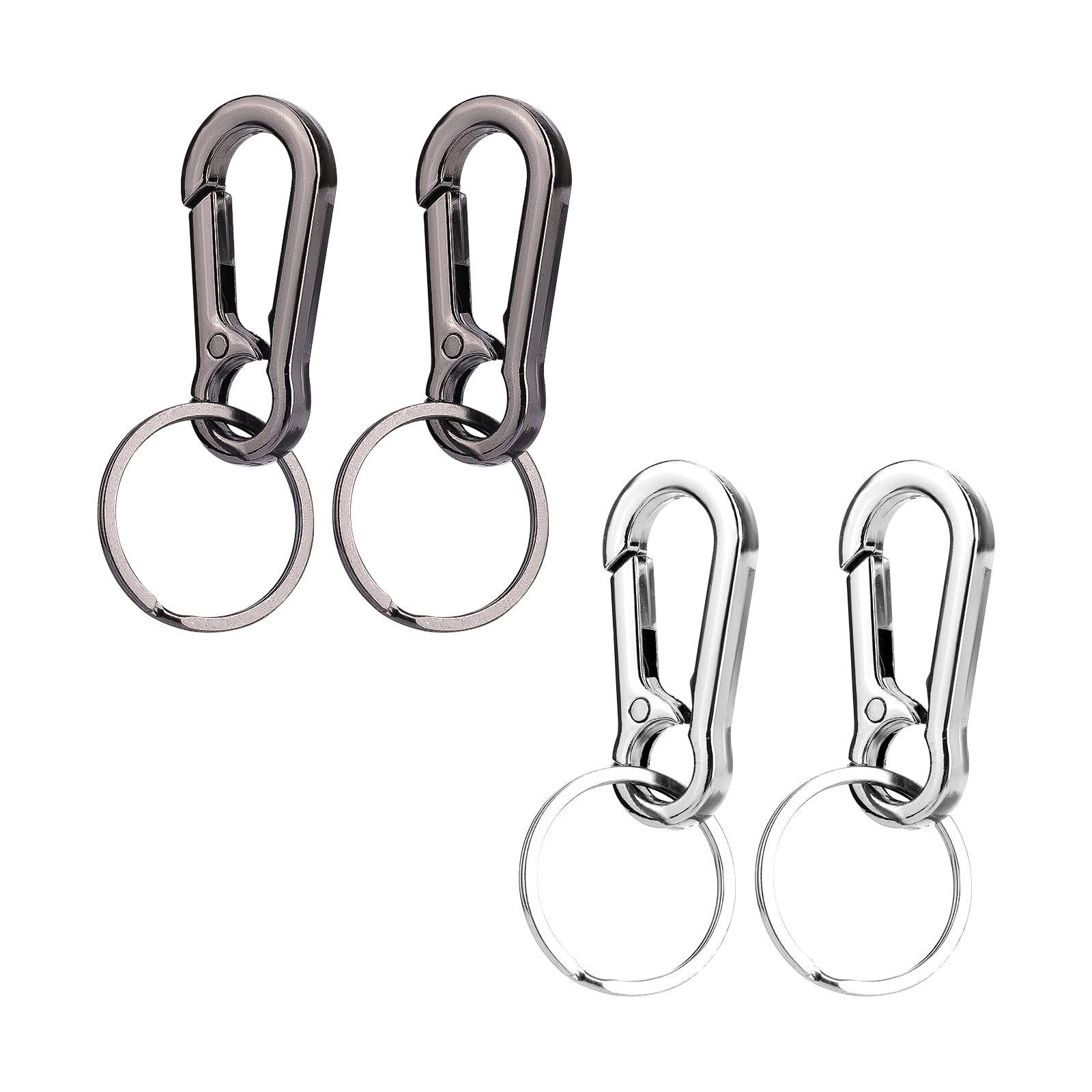 KINBOM 4pcs Metal Carabiner Clip Keychain, Removable Carabiner Keychain Clip Hook Heavy Duty Metal Clasp Key Ring Carabiner for Car Key Decorative Crafts Men and Women