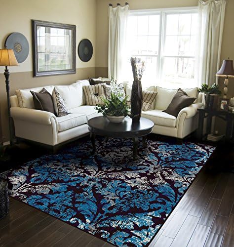 Contemporary Distressed Rugs 5x8 for Living Room Clearance Blue Rugs for Bedroom 5x7