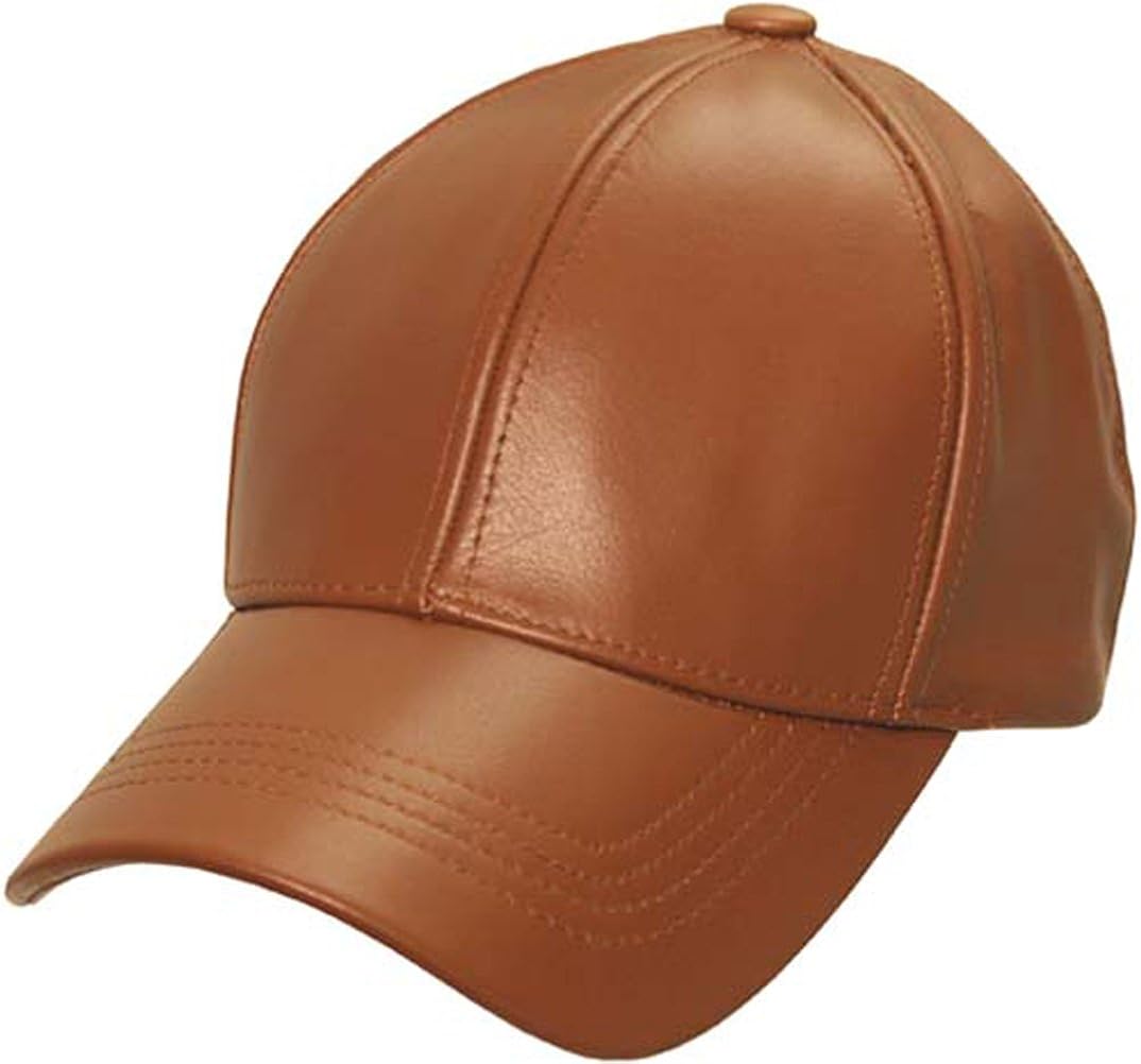 Brown leather baseball cap Clearance