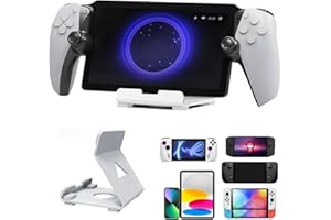 FONGWAN PS Portal Stand, Metal Desktop Stand for Playstation Portal Stand, Tablet Smartphone Holder with Anti-Slip Silicone Pad for PS Portal/Steam Deck/ROG Ally/Switch Handheld Game Console, White