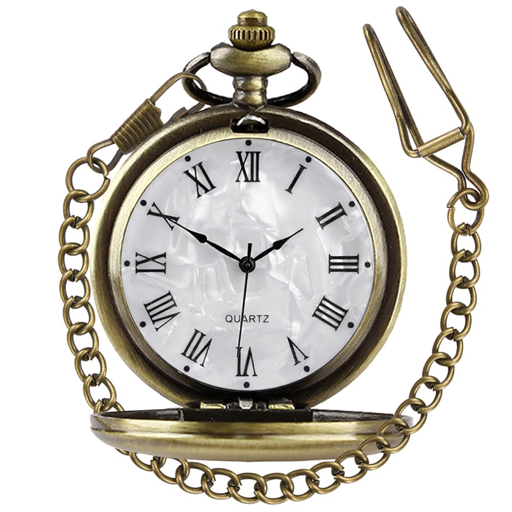 Tiong Smooth Pocket Watch,Personalized Pocket Watch,Customized Watches for Men,Engraved Pocket Watches for Father‘s Day with Chain