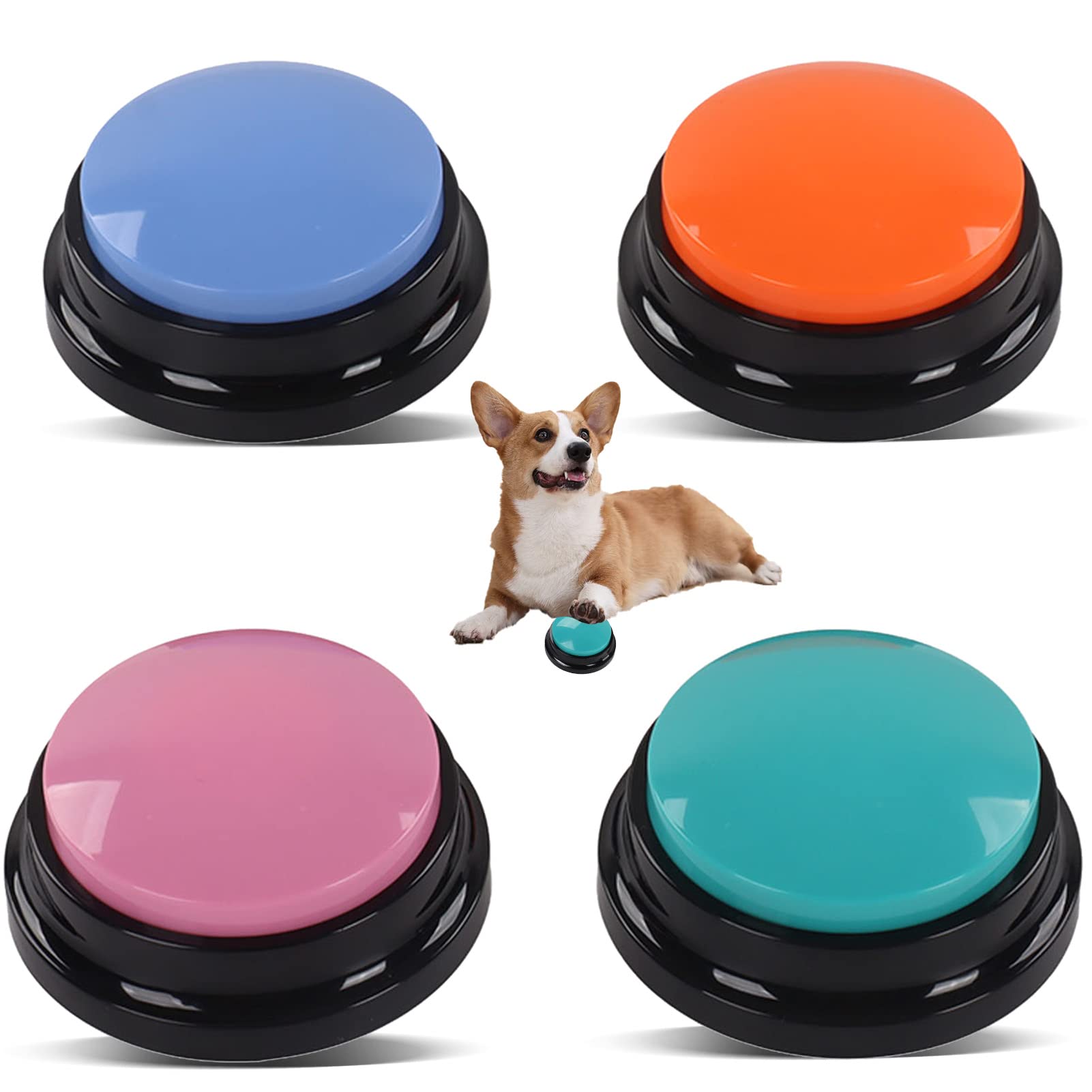 Annadue 4Pcs Dog Doorbell, 30 Second Recordable Training Buttons for Dogs, Puppy and Pets, Recordable Dog Buttons for Cats Dog Bells Toilet Training.