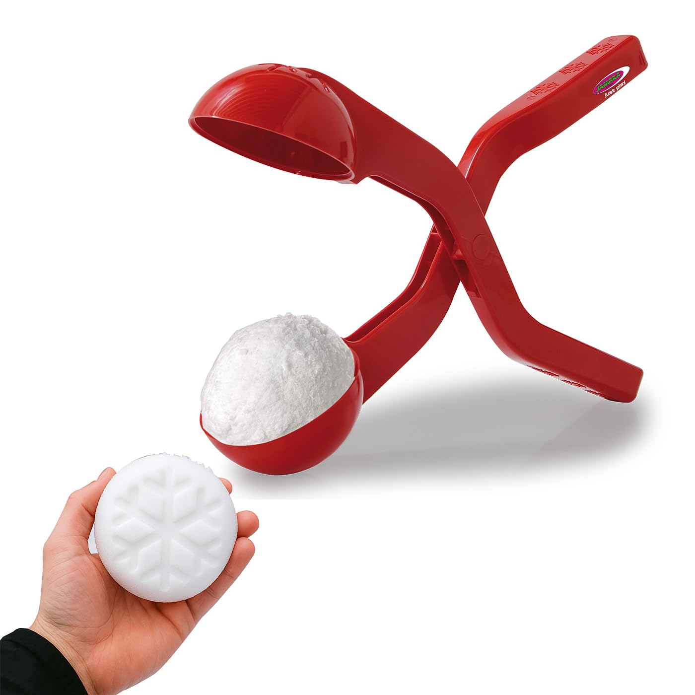 Jamara 460394 - Snow Play Snowball Maker Scoop 38cm red – Form snowballs in seconds, Fluffy snowballs with 7 cm diameter, Uncomplicated and easy to transport