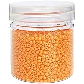 BALABEAD Opaque Orange Color Loose Craft Glass Seed Beads Size 3mm About 4000pcs in Box 8/0 Seed Beads for Jewelry Making (Orange)